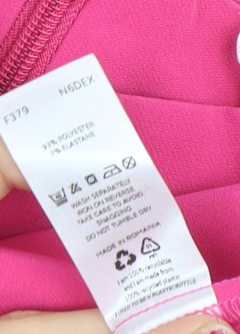 Michelle Keegan Women’s Pink Shift Dress Size 16 High Neck Belted