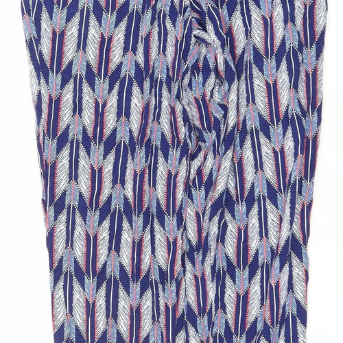 H&M Divided Womens Blue Geometric Harem Trousers Size 8 Viscose