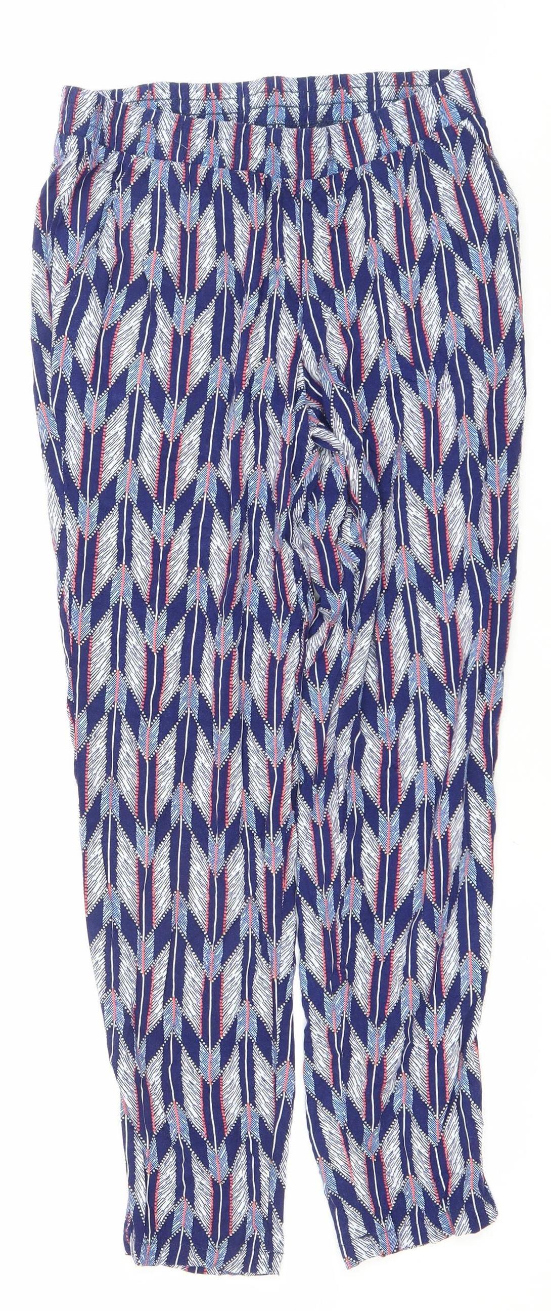 H&M Divided Womens Blue Geometric Harem Trousers Size 8 Viscose