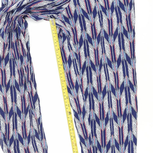 H&M Divided Womens Blue Geometric Harem Trousers Size 8 Viscose