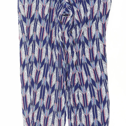 H&M Divided Womens Blue Geometric Harem Trousers Size 8 Viscose