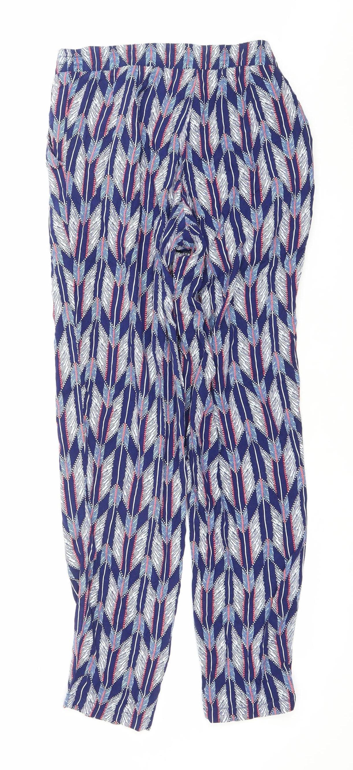 H&M Divided Womens Blue Geometric Harem Trousers Size 8 Viscose
