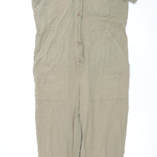 Louche Women’s Brown Short Sleeve Collared Jumpsuit UK 12