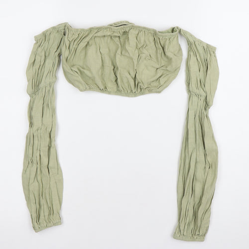 PrettyLittleThing Women’s Green Cotton Cropped Blouse UK 10