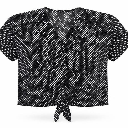 QED London Womens Black Polka Dot V-Neck Blouse M/L