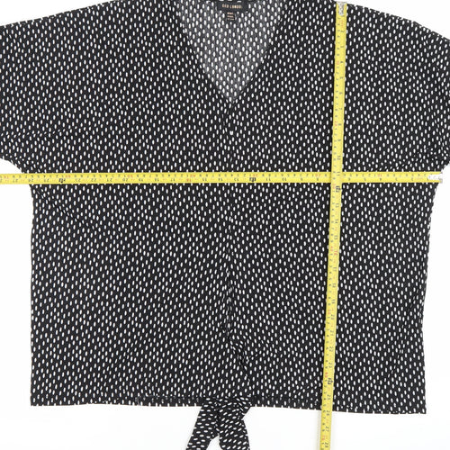 QED London Womens Black Polka Dot V-Neck Blouse M/L
