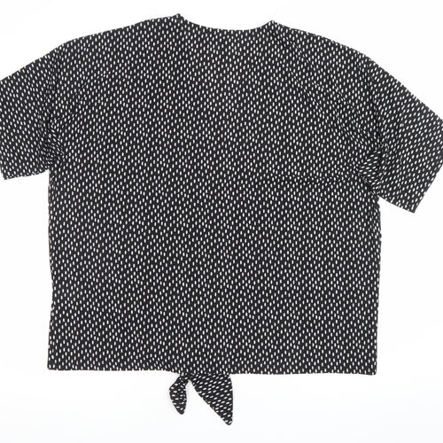 QED London Womens Black Polka Dot V-Neck Blouse M/L