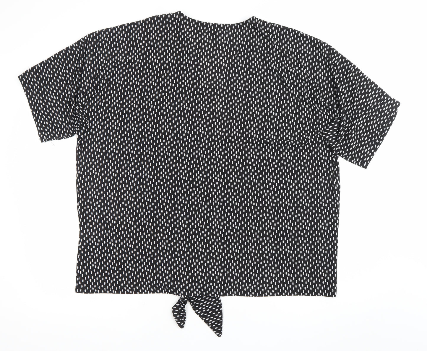 QED London Womens Black Polka Dot V-Neck Blouse M/L