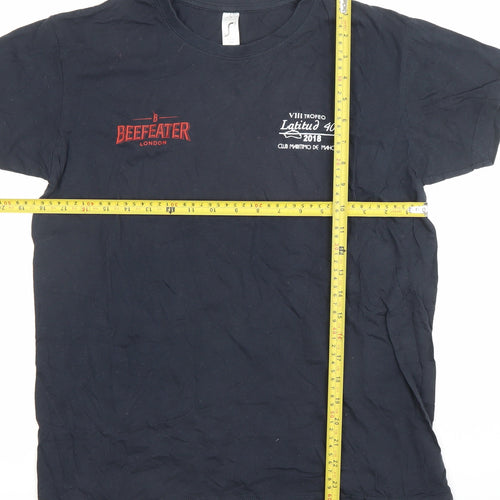SOL'S Unisex Black Cotton T-Shirt Small Beefeater Embroidered Casual