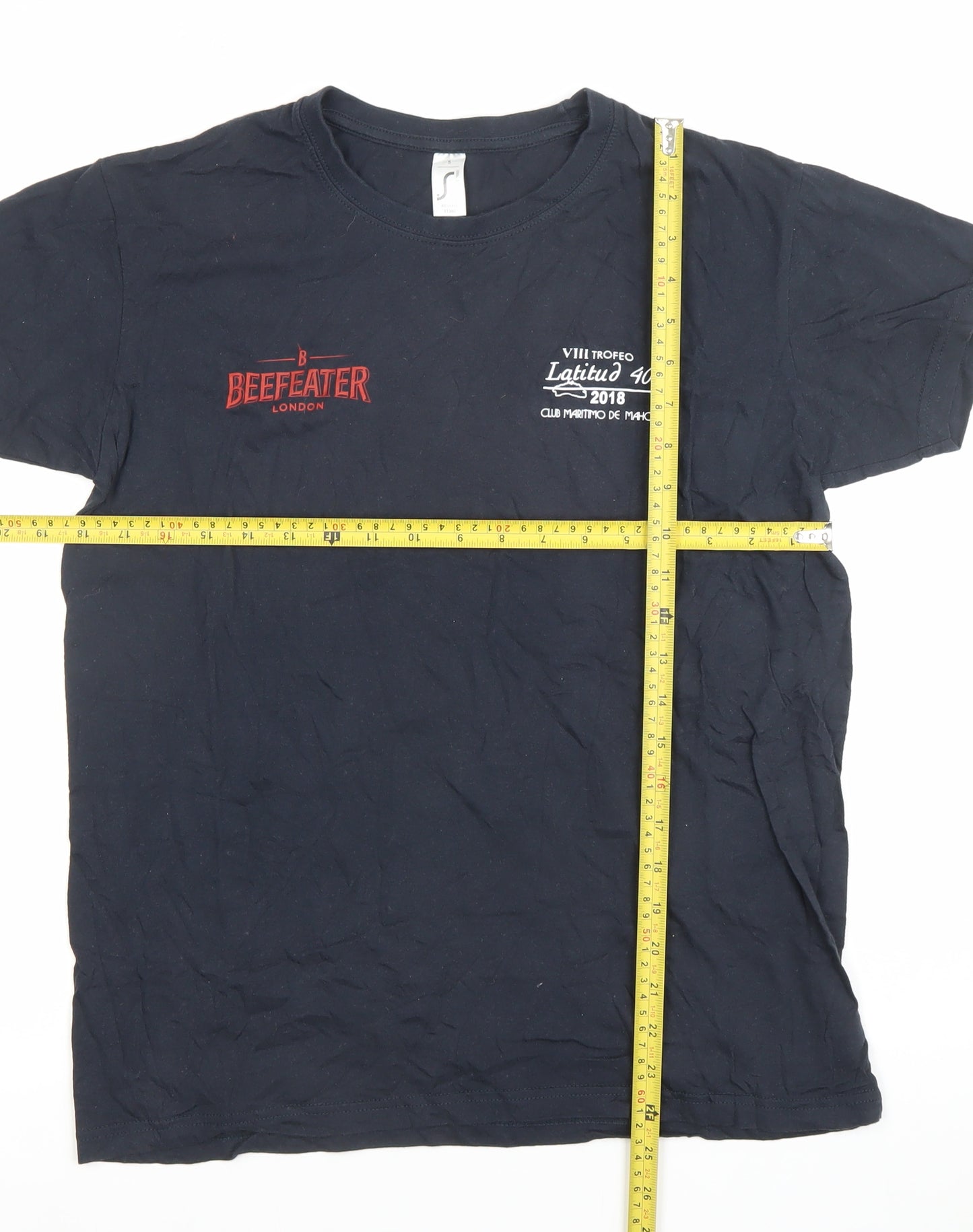 SOL'S Unisex Black Cotton T-Shirt Small Beefeater Embroidered Casual