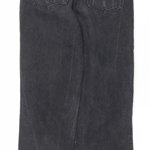 Primark Women Black Distressed Straight Jeans Size 10 Regular