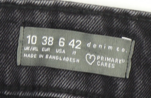 Primark Women Black Distressed Straight Jeans Size 10 Regular