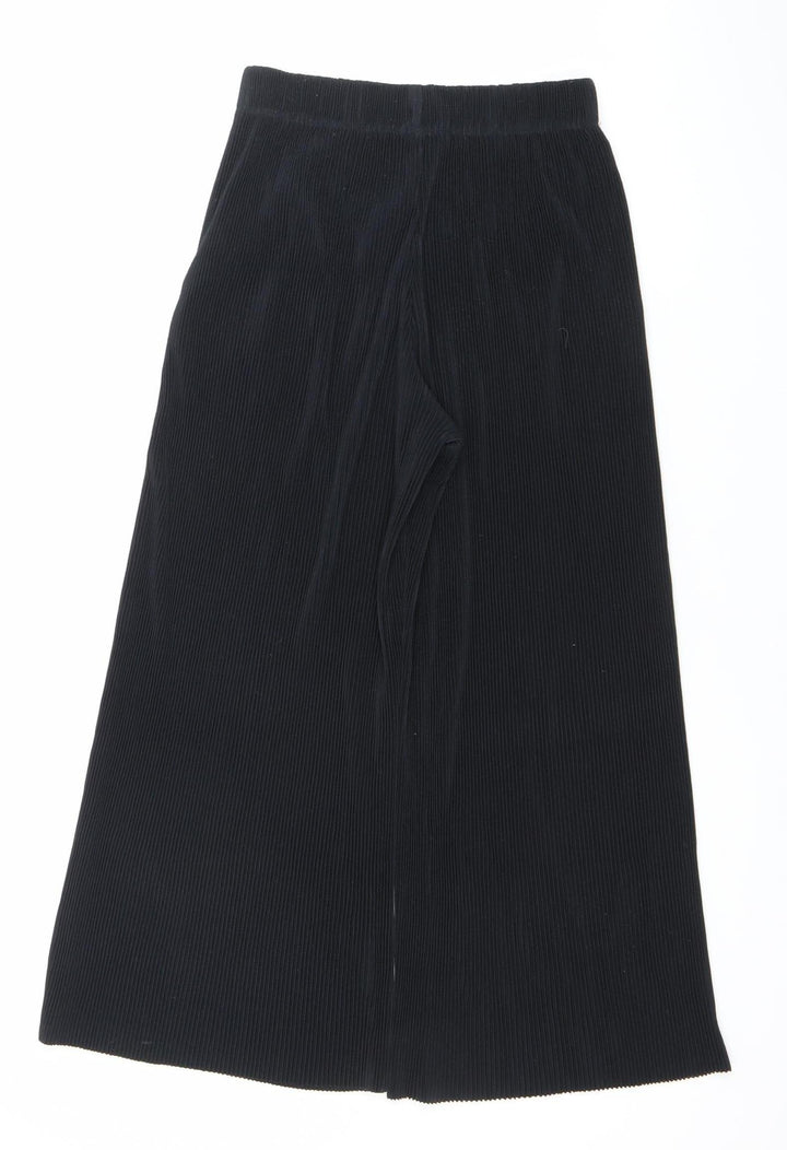 Uniqlo Women Black XS Cropped Wide-Leg Trousers Polyester