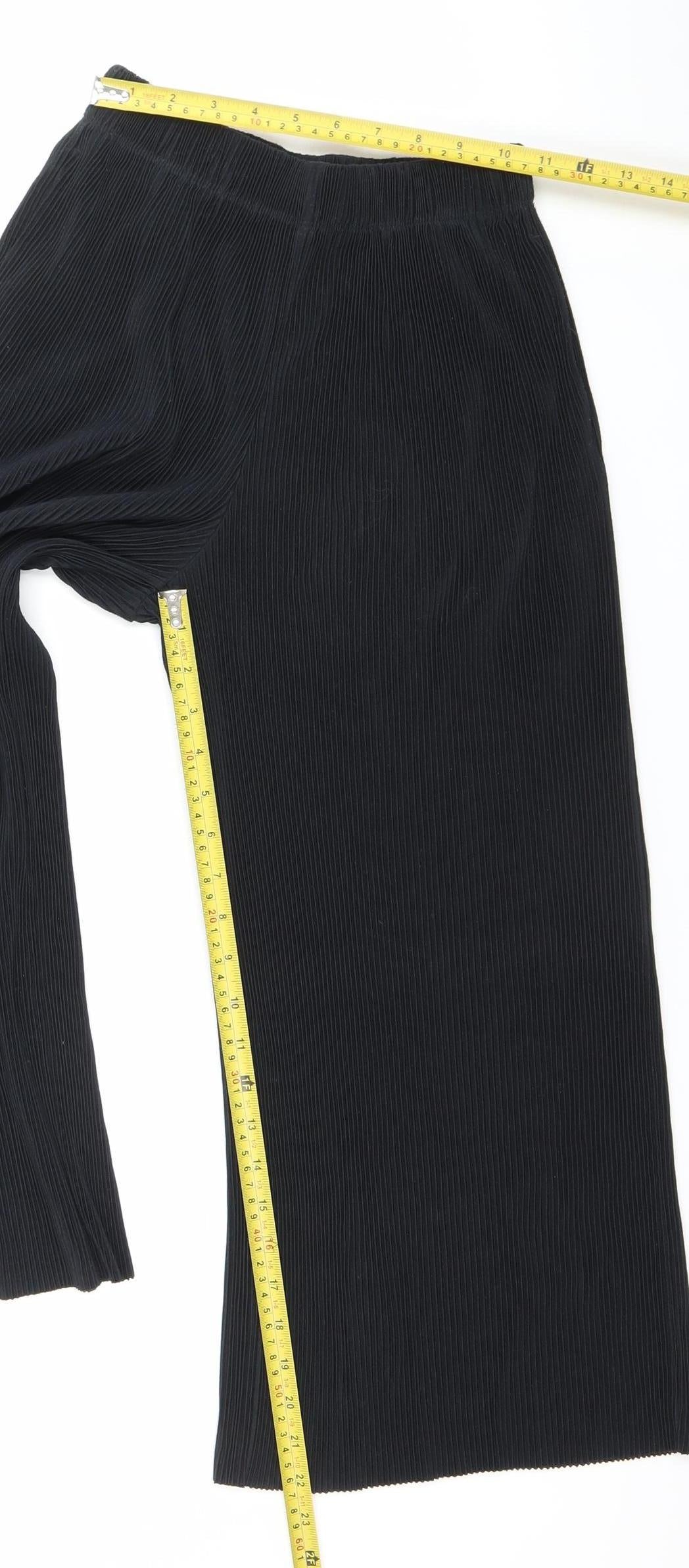 Uniqlo Women Black XS Cropped Wide-Leg Trousers Polyester