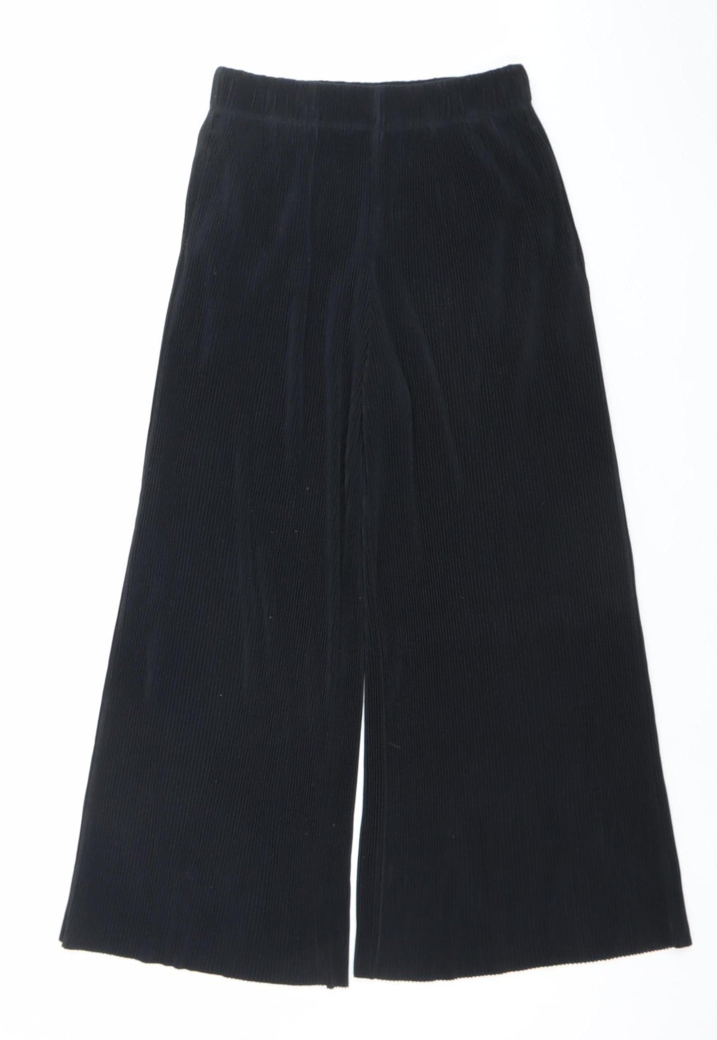 Uniqlo Women Black XS Cropped Wide-Leg Trousers Polyester