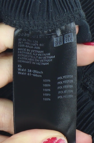 Uniqlo Women Black XS Cropped Wide-Leg Trousers Polyester
