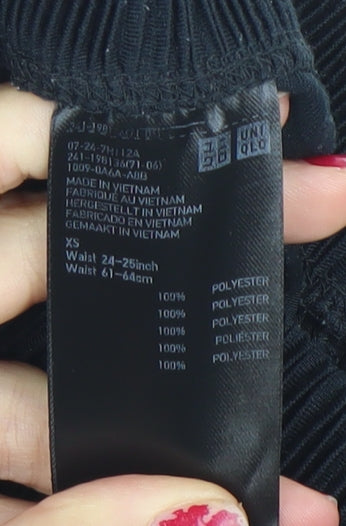Uniqlo Women Black XS Cropped Wide-Leg Trousers Polyester