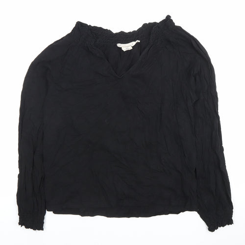 H&M Women’s Black 100% Cotton V-Neck Long Sleeve Blouse Size 12