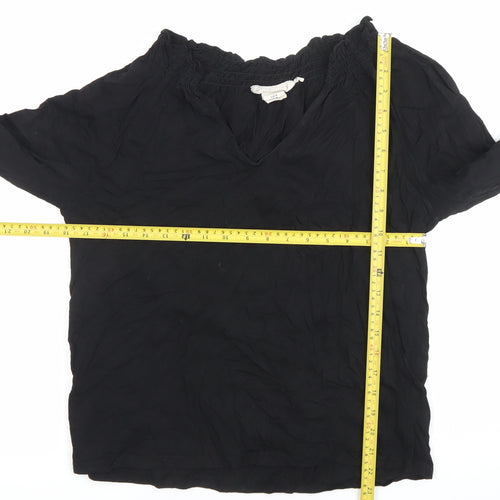 H&M Women’s Black 100% Cotton V-Neck Long Sleeve Blouse Size 12