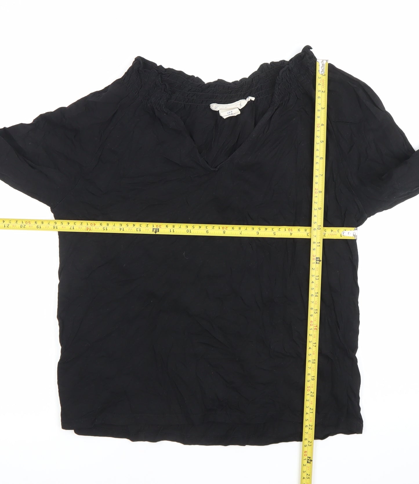 H&M Women’s Black 100% Cotton V-Neck Long Sleeve Blouse Size 12