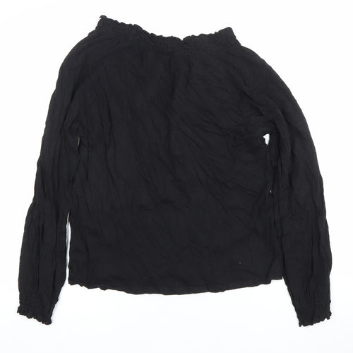 H&M Women’s Black 100% Cotton V-Neck Long Sleeve Blouse Size 12