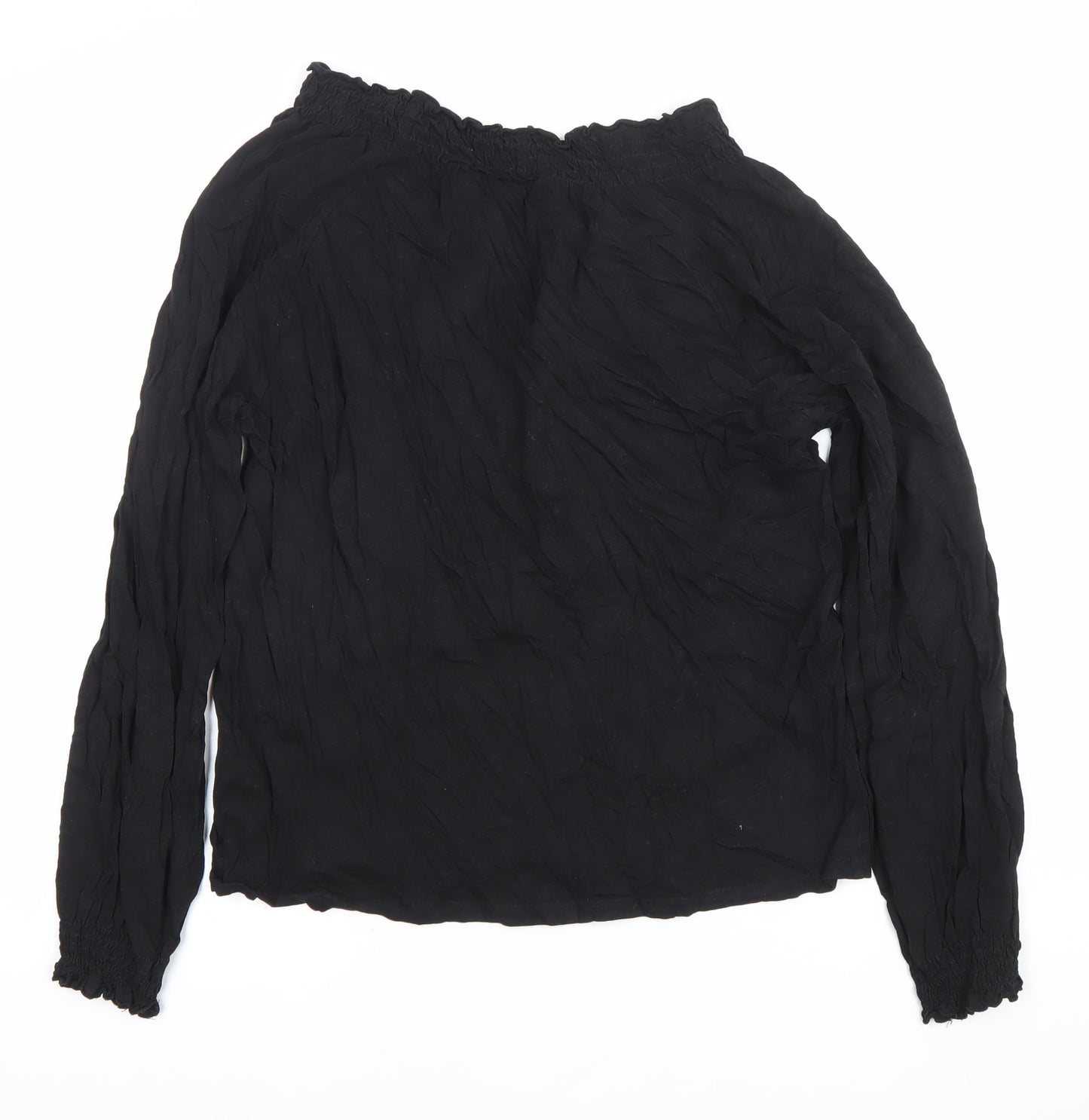 H&M Women’s Black 100% Cotton V-Neck Long Sleeve Blouse Size 12