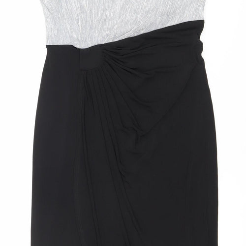 Enfocus Studio Womens Black Silver Sheath Dress Size 8 Cocktail Formal