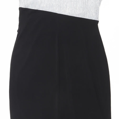 Enfocus Studio Womens Black Silver Sheath Dress Size 8 Cocktail Formal