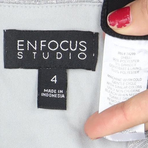 Enfocus Studio Womens Black Silver Sheath Dress Size 8 Cocktail Formal
