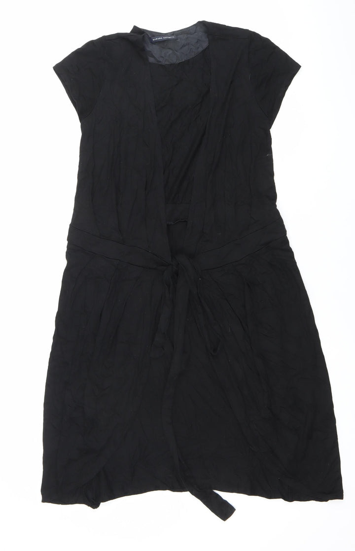 Banana Republic Womens Black Wrap Dress S Short Sleeve V-Neck