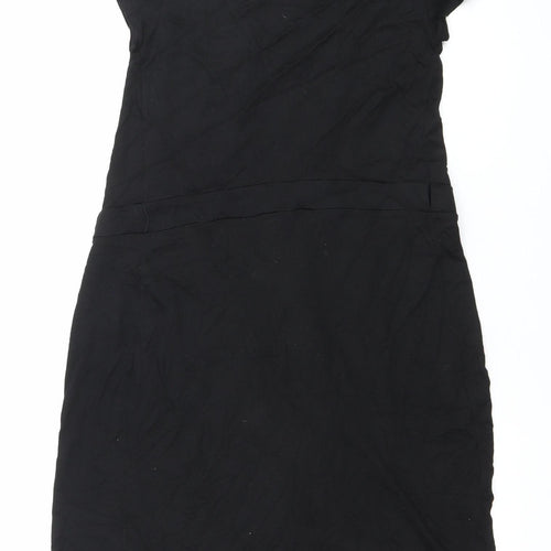 Banana Republic Womens Black Wrap Dress S Short Sleeve V-Neck