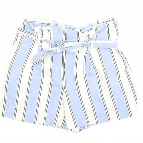 Warehouse Women’s Blue Striped Paperbag Shorts Size 12