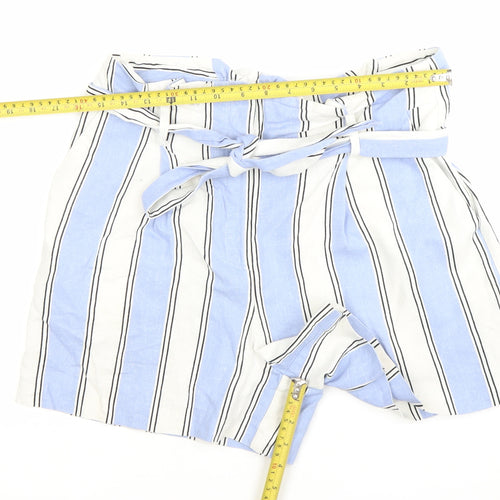 Warehouse Women’s Blue Striped Paperbag Shorts Size 12