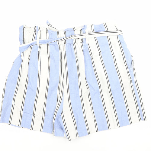 Warehouse Women’s Blue Striped Paperbag Shorts Size 12