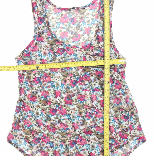Miso Women’s Multicoloured Floral Tank Top Size 6 Zip Accent