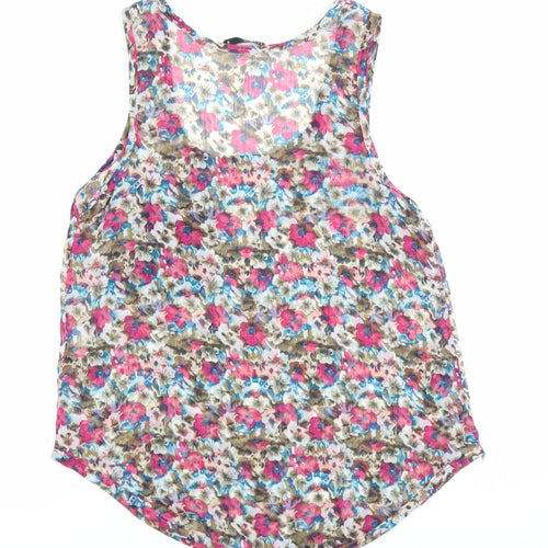 Miso Women’s Multicoloured Floral Tank Top Size 6 Zip Accent