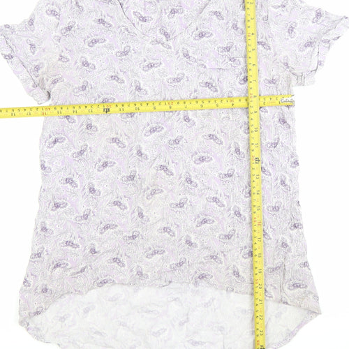 Fat Face Womens Purple Floral Blouse UK 10 V-Neck Tunic Top
