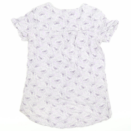 Fat Face Womens Purple Floral Blouse UK 10 V-Neck Tunic Top