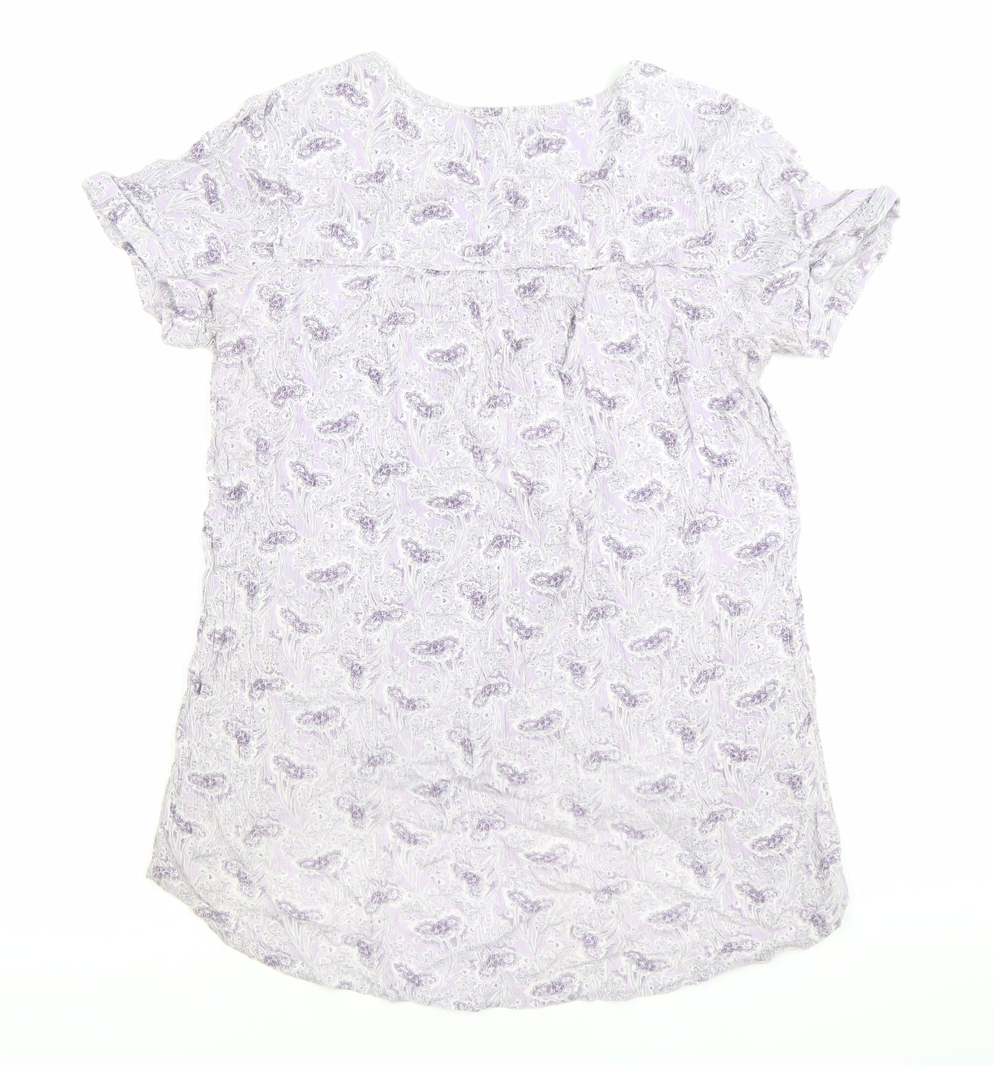 Fat Face Womens Purple Floral Blouse UK 10 V-Neck Tunic Top