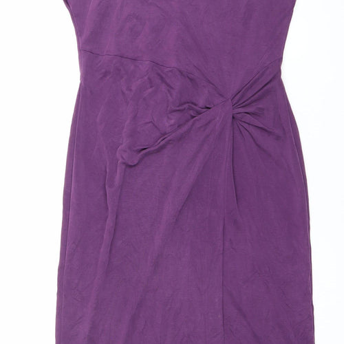 Next Women’s Purple Sleeveless Sheath Dress Size 12 Ruched Detail