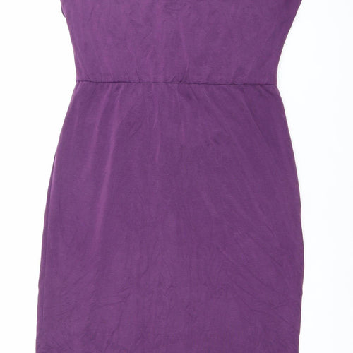 Next Women’s Purple Sleeveless Sheath Dress Size 12 Ruched Detail