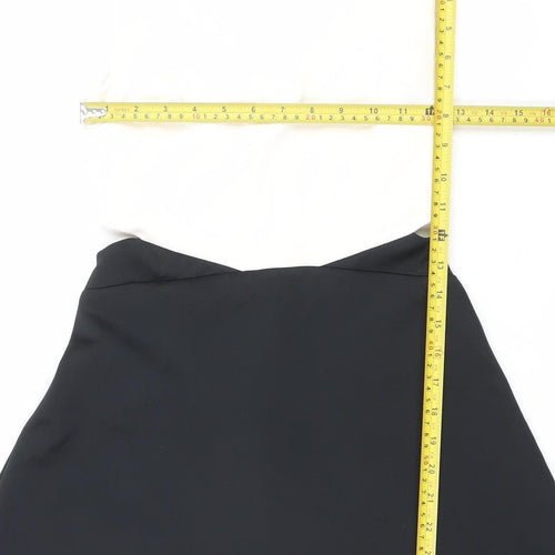 Bershka Women’s Black White A-Line Colourblock Dress Size 8 V-Neck