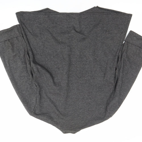 C.M.D Womens Grey Herringbone Cardigan M 3/4 Sleeve Open Knit