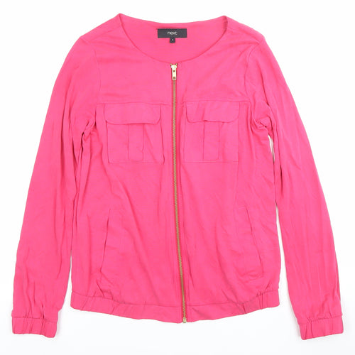 Next Womens Pink Long Sleeve Zip Blouse UK 8 Modal Blend