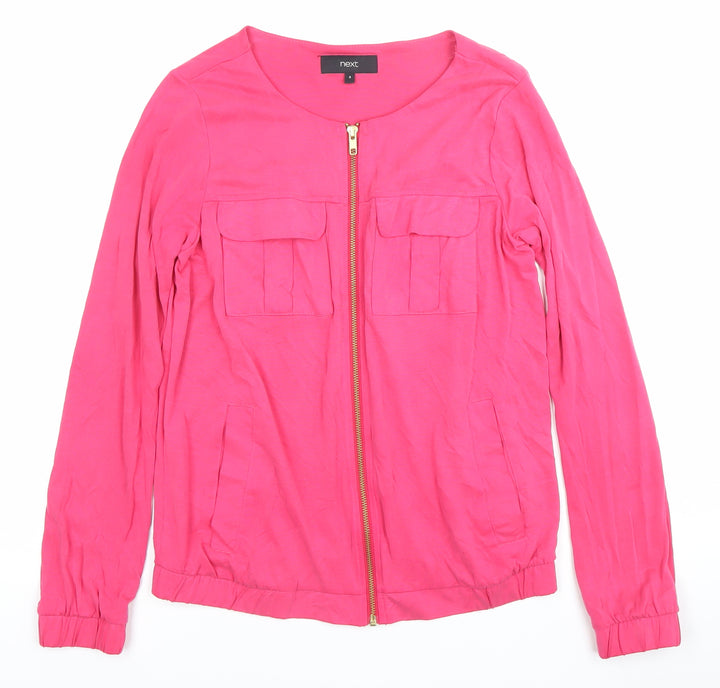 Next Womens Pink Long Sleeve Zip Blouse UK 8 Modal Blend