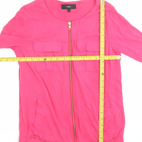 Next Womens Pink Long Sleeve Zip Blouse UK 8 Modal Blend