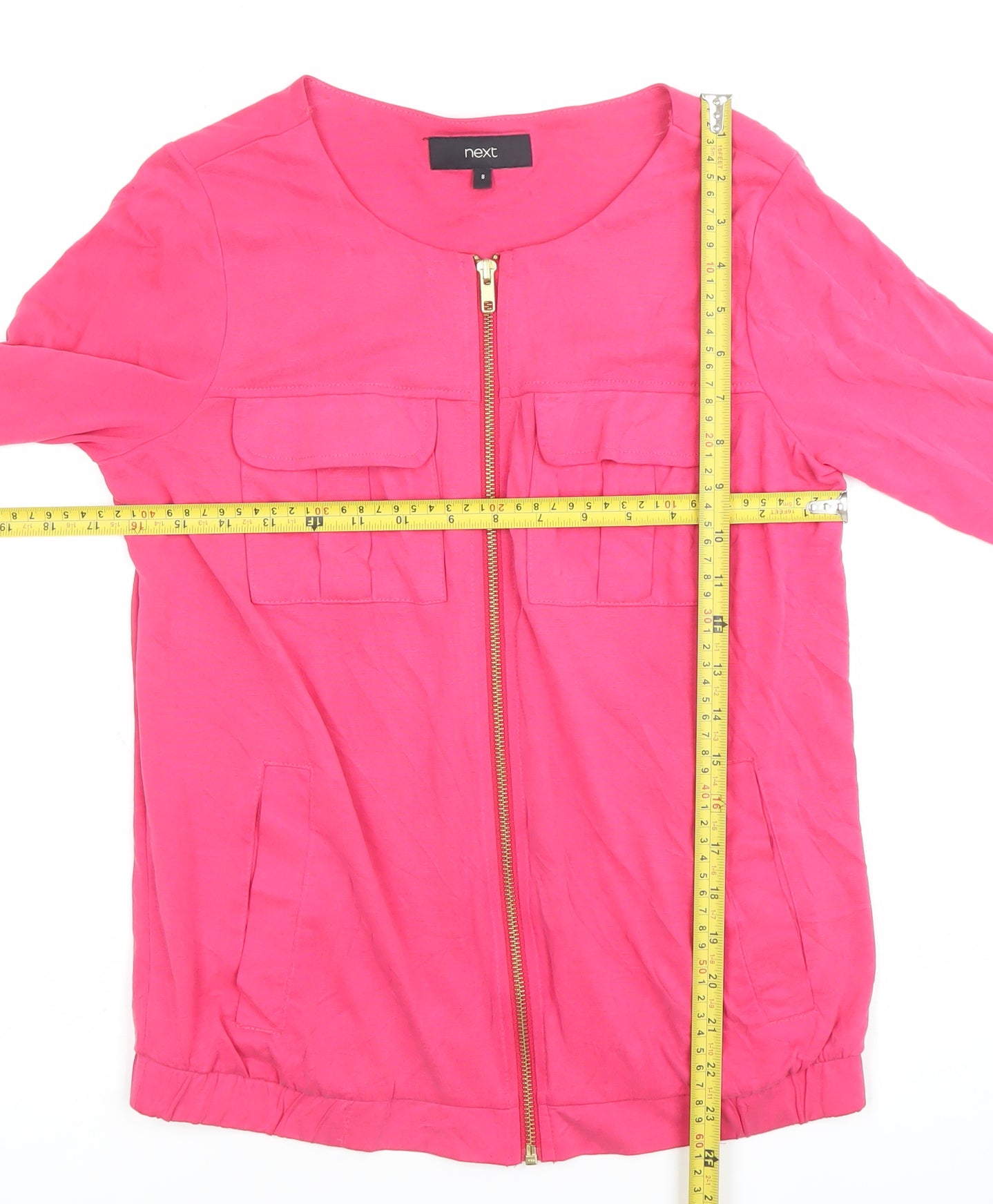 Next Womens Pink Long Sleeve Zip Blouse UK 8 Modal Blend