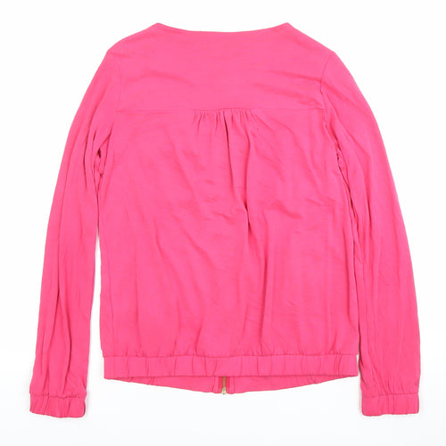 Next Womens Pink Long Sleeve Zip Blouse UK 8 Modal Blend