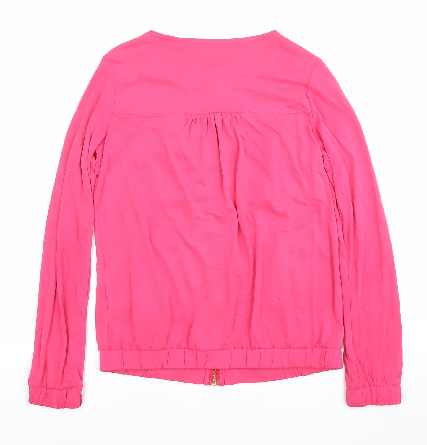 Next Womens Pink Long Sleeve Zip Blouse UK 8 Modal Blend