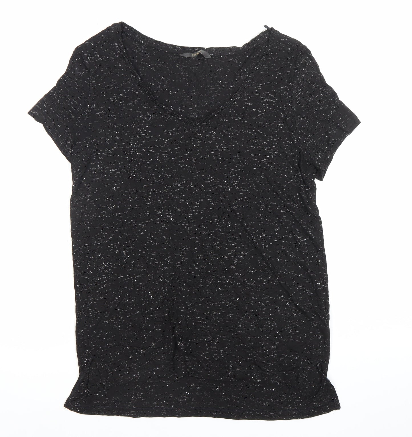 Next Women’s Black Glitter Viscose T-Shirt Size 8 Short Sleeve